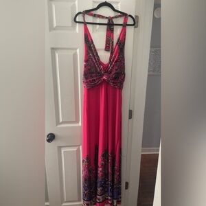 Cato Vibrant Pink Backless Paisley Dress